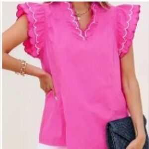 Boutique Pink Ruffled Women's Top